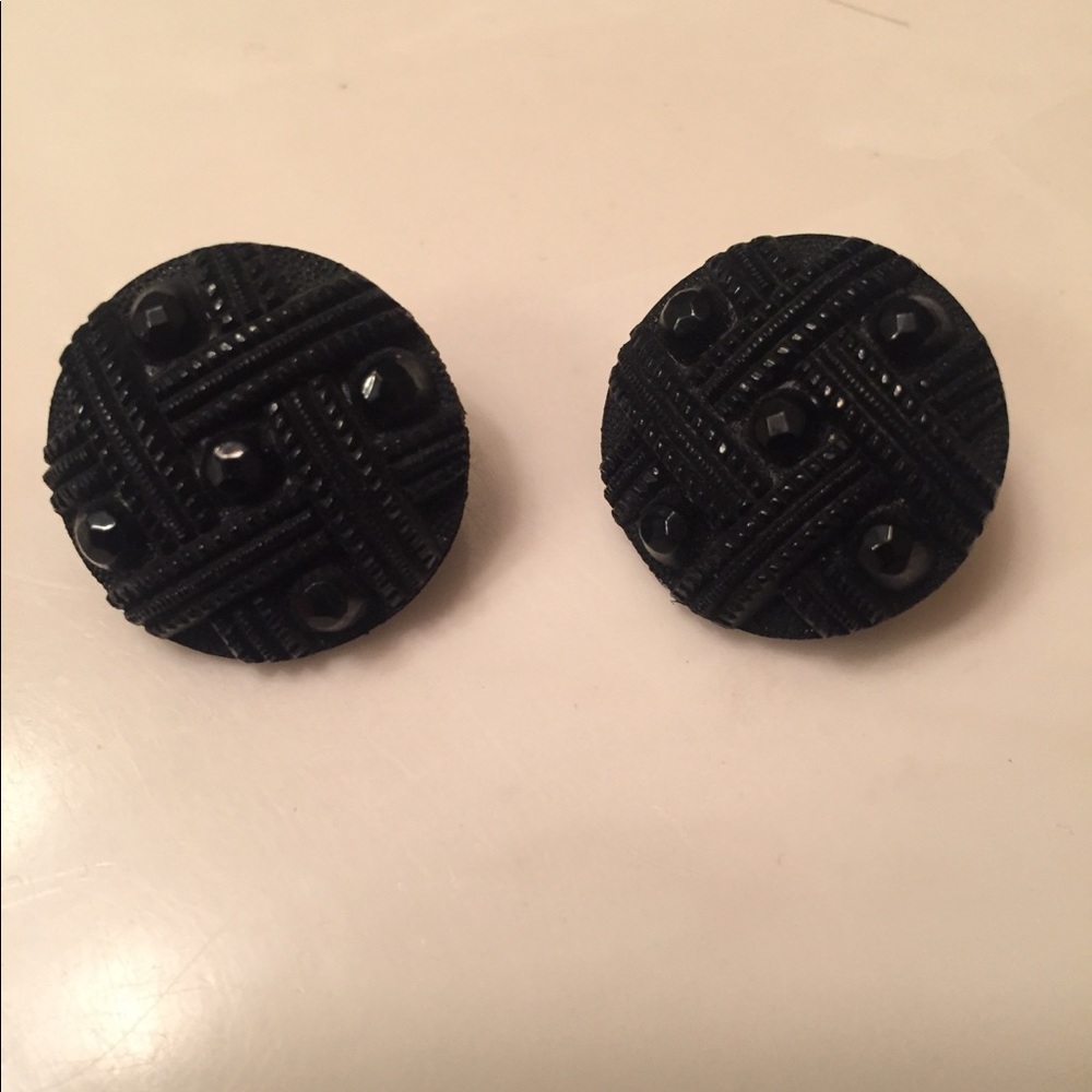 Vintage Black Clip On Earrings